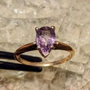 10K Genuine Amethyst Solid Gold Ring